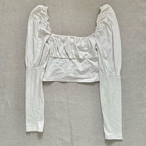 ASOS Design Puckered Long Sleeve WHITE TOP